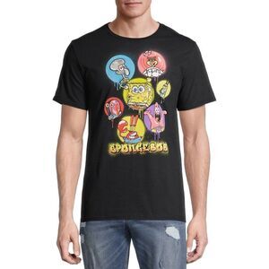 Nicklodeon Mens Black Spongebob Squarepants Short Sleeve Graphic T Shirt Size XL